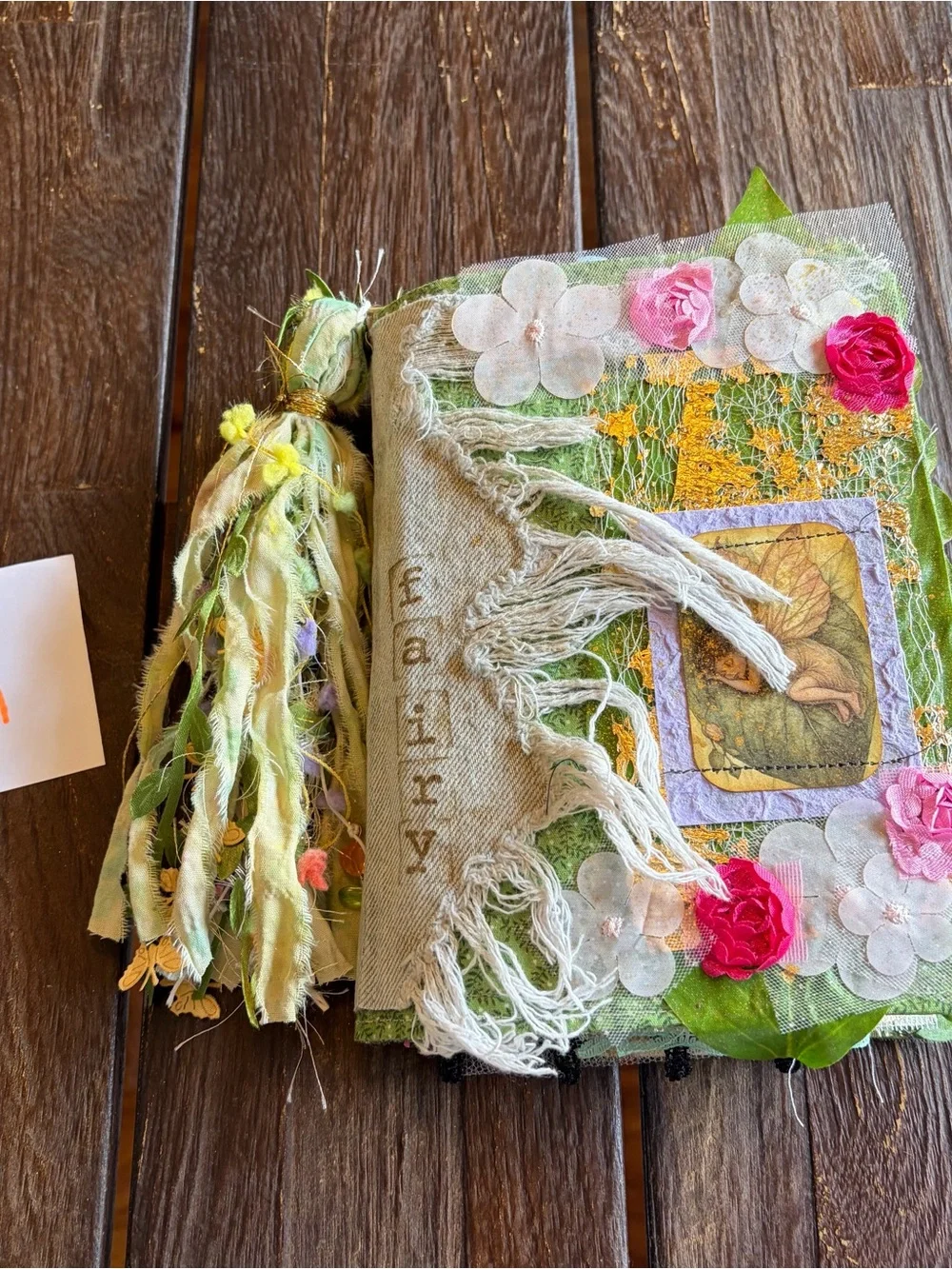 Fairy Junk Journal Gold Floral Denim Boho Grungy Decorated 3 Sig Softcover